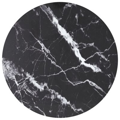 vidaXL Dessus de table noir Ø90x1 cm verre trempé avec design marbre