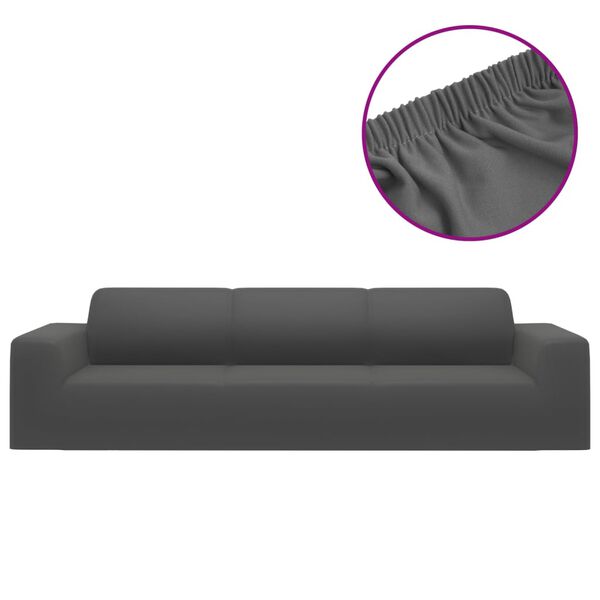 vidaXL Housse extensible canap&eacute; 4places Anthracite Jersey de polyester