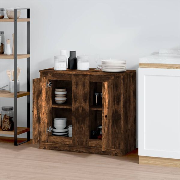 vidaXL Buffets 2 pcs ch&ecirc;ne fum&eacute; 37,5x35,5x67,5 cm bois d'ing&eacute;nierie