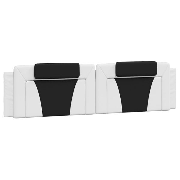 vidaXL Coussin de t&ecirc;te de lit Viana noir et blanc 200 cm similicuir