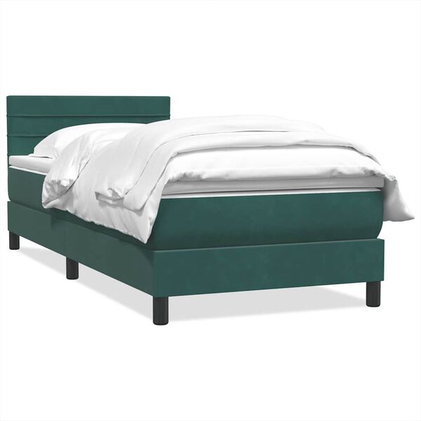 vidaXL Sommier &agrave; lattes de lit et matelas vert fonc&eacute; 80x210 cm velours