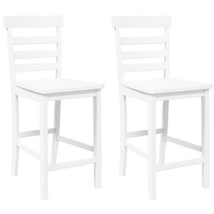 VidaXL Tabourets de bar 2 pcs blanc bois massif d'h&eacute;v&eacute;a