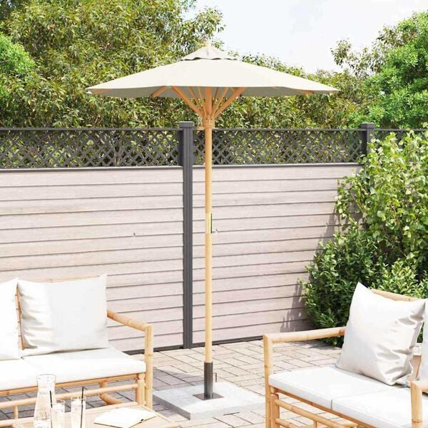 vidaXL Parasol de jardin Blanc crème 150 x 150 x 210 cm Bambou