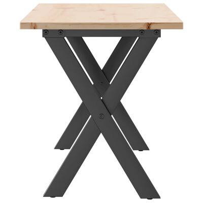 vidaXL Table basse cadre en X 110x40x45 cm bois de pin massif et fonte