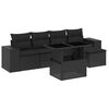 vidaXL Salon de jardin 6 pcs avec coussins noir r&eacute;sine tress&eacute;e