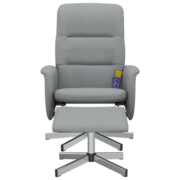 vidaXL Fauteuil inclinable de massage et repose-pied gris clair tissu