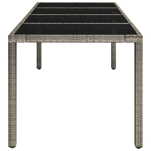 vidaXL Table de jardin dessus en verre Gris 190x90x75cm R&eacute;sine tress&eacute;e