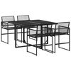 vidaXL Ensemble &agrave; manger de jardin 5 pcs Noir R&eacute;sine tress&eacute;e
