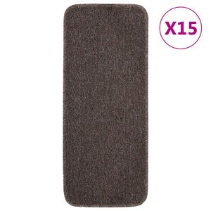 vidaXL Tapis escalier antid&eacute;rapants 15pcs 60x25cm Marron Rectangulaire