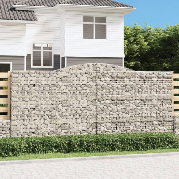 vidaXL Paniers à gabions arqués 7 pcs 400x50x180/200 cm Fer galvanisé