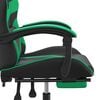 vidaXL Chaise de jeu avec repose-pied Noir et vert Similicuir