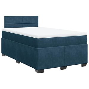 vidaXL Sommier &agrave; lattes de lit et matelas bleu fonc&eacute; 120x190cm velours