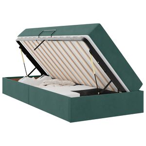 vidaXL Lit avec rangement et matelas Vert fonc&eacute; 90 x 190 cm Velours