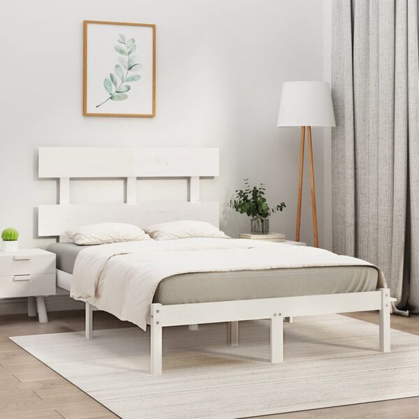 vidaXL Cadre de lit sans matelas blanc 120x200 cm bois massif