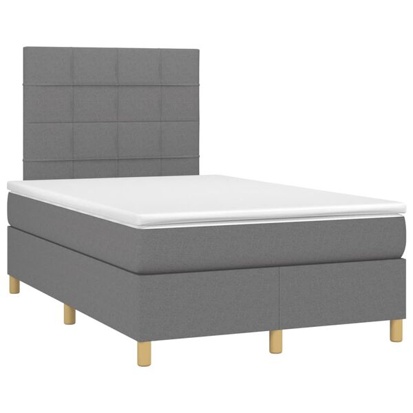 vidaXL Sommier &agrave; lattes de lit avec matelas Gris fonc&eacute; 120x200cm Tissu