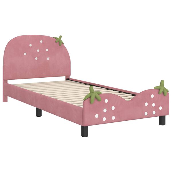 vidaXL Cadre de lit pour enfants avec t&ecirc;te de lit Rose 90 x 200 cm