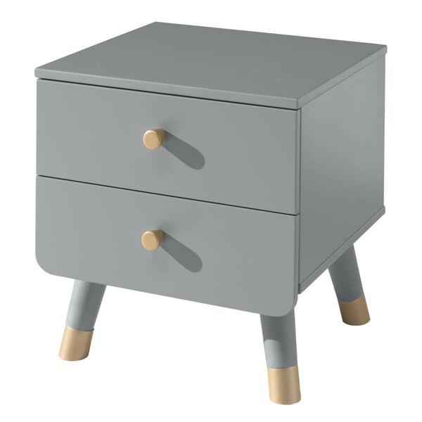 Vipack Table de chevet &agrave; 2 tiroirs Billy Bois Gris intemporel