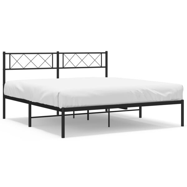 vidaXL Cadre de lit m&eacute;tal sans matelas avec t&ecirc;te de lit noir 140x190cm