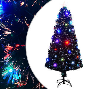 vidaXL Arbre de No&euml;l pr&eacute;-&eacute;clair&eacute; avec support et LED 150 cm fibre optique