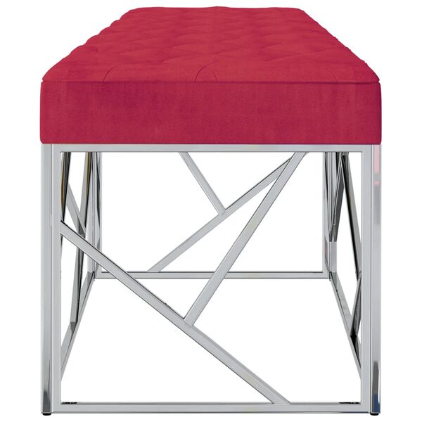 vidaXL Banc 97 cm Rouge bordeaux Tissu de velours et acier inoxydable