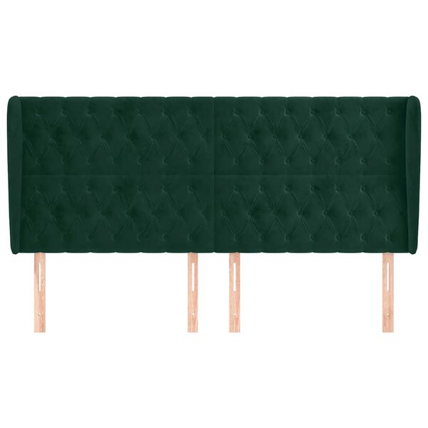 vidaXL T&ecirc;te de lit avec oreilles Vert fonc&eacute; 203x23x118/128 cm Velours