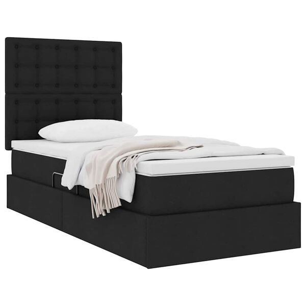 vidaXL Lit avec rangement et matelas Noir 90 x 190 cm Polyester