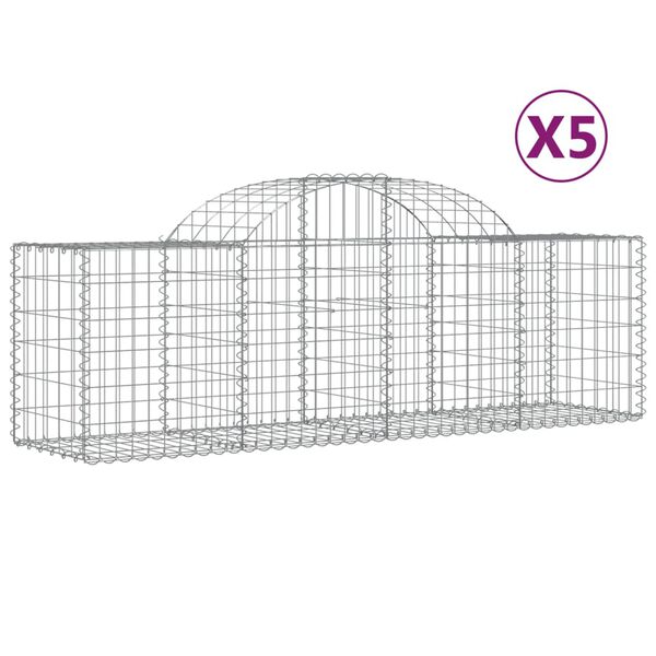 vidaXL Paniers &agrave; gabions arqu&eacute;s 5 pcs 200x50x60/80 cm Fer galvanis&eacute;