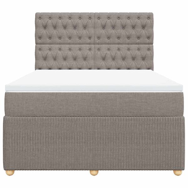 vidaXL Sommier &agrave; lattes de lit avec matelas Taupe 140x200 cm Tissu