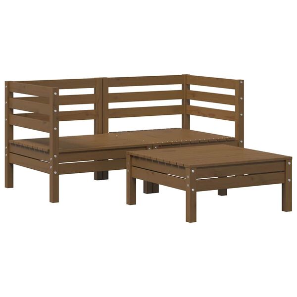 vidaXL Salon de jardin 3 pcs Bois de pin massif Marron miel