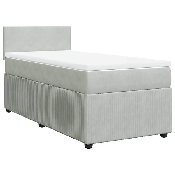 vidaXL Sommier &agrave; lattes de lit et matelas Gris clair 90x190 cm Velours
