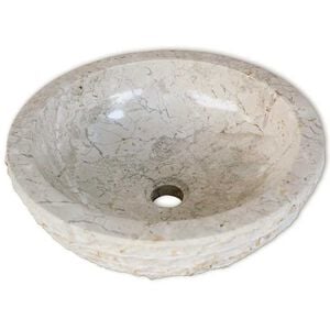 vidaXL Lavabo Marbre 40 cm Cr&egrave;me