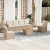 vidaXL Salon de jardin avec coussins 7 pcs beige r&eacute;sine tress&eacute;e