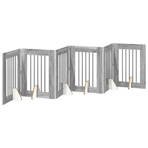 vidaXL Porte de chien pliable avec supports 6 pcs Sonoma gris 362 cm