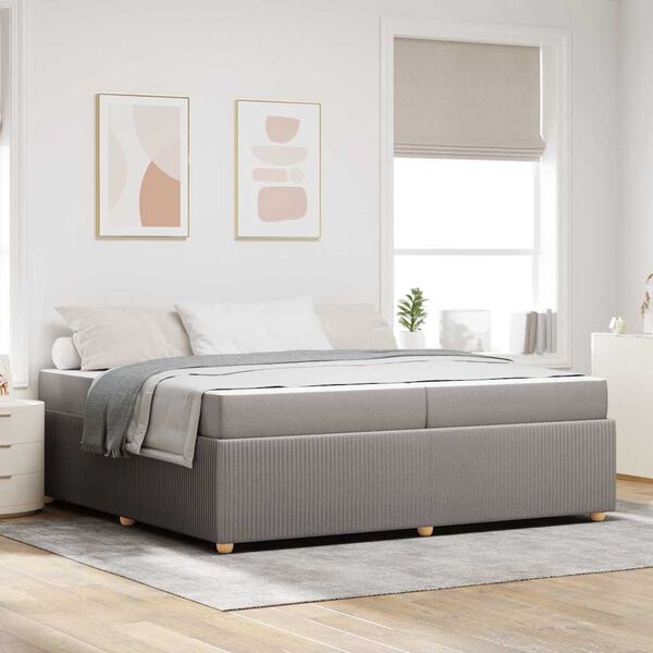 vidaXL Cadre de lit avec matelas Taupe 200 x 200 cm tissu