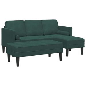 vidaXL Ensemble de Canap&eacute;s avec coussin 2 pcs Vert fonc&eacute; Polyester