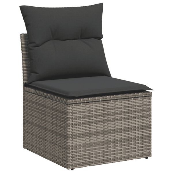 vidaXL Salon de jardin avec coussins 13 pcs gris r&eacute;sine tress&eacute;e