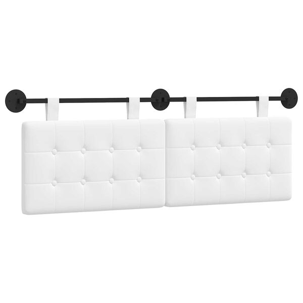 vidaXL T&ecirc;te de lit suspendue Montage mural Blanc 130 x 55 x 5 cm tissu