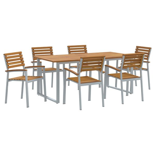 vidaXL Ensemble de salle &agrave; manger pour jardin 7 pcs Gris