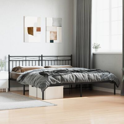 vidaXL Cadre de lit métal sans matelas avec tête de lit noir 183x213cm