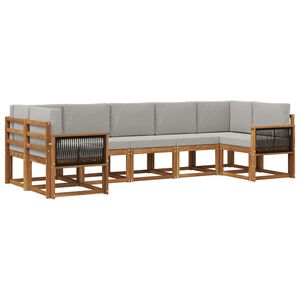 vidaXL Ensemble de canap&eacute;s d'ext&eacute;rieur 7 pc Naturel et gris clair