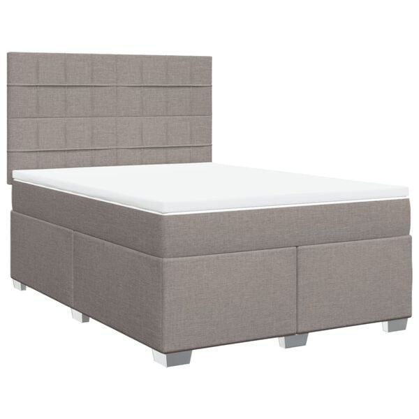 vidaXL Sommier &agrave; lattes de lit avec matelas Taupe 140x190 cm Tissu