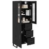 vidaXL Haut Armoire 2 pcs Ch&ecirc;ne noir Bois Agglom&eacute;r&eacute; et Verre
