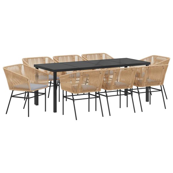 vidaXL Ensemble de salle &agrave; manger pour jardin 9 pcs Marron Poly rotin