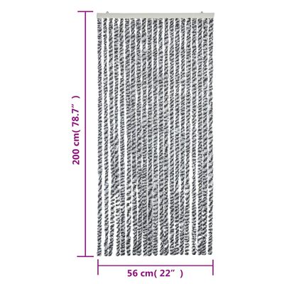 vidaXL Rideau anti-mouches gris et noir et blanc 56x200 cm chenille