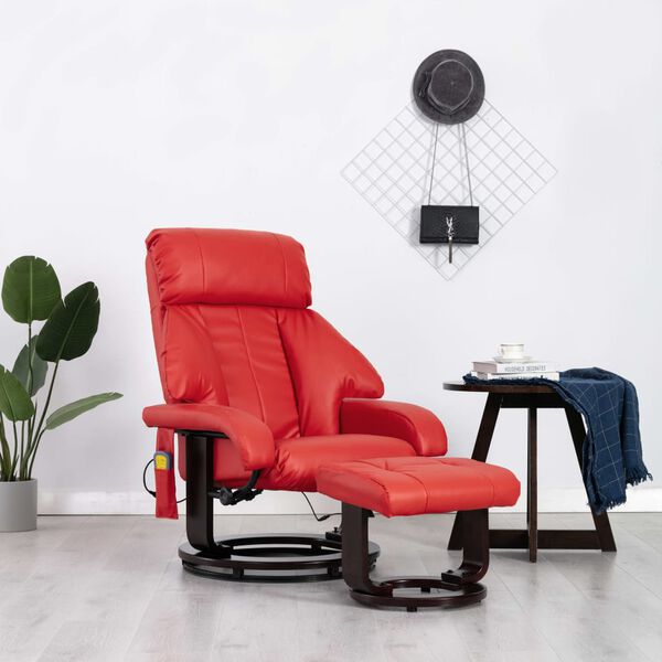 vidaXL Fauteuil de massage TV inclinable rouge similicuir