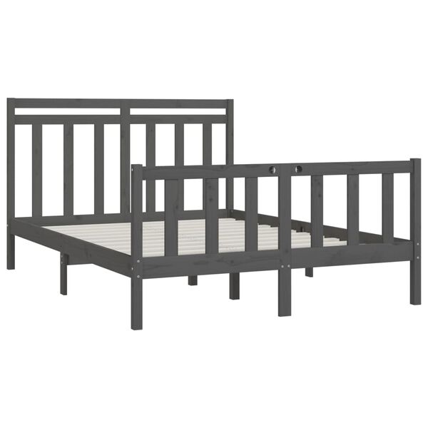 vidaXL Cadre de lit sans matelas gris bois de pin massif 150x200 cm