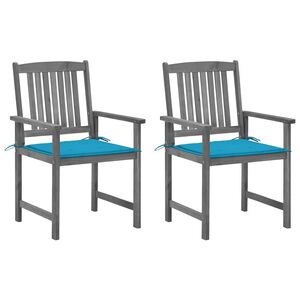 vidaXL Chaises de jardin et coussins lot de 2 Gris Bois acacia massif