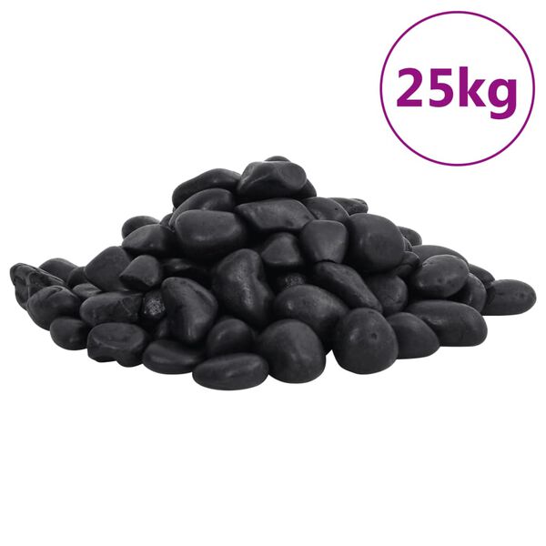 vidaXL Galets polis 25 kg noir 2-5 cm
