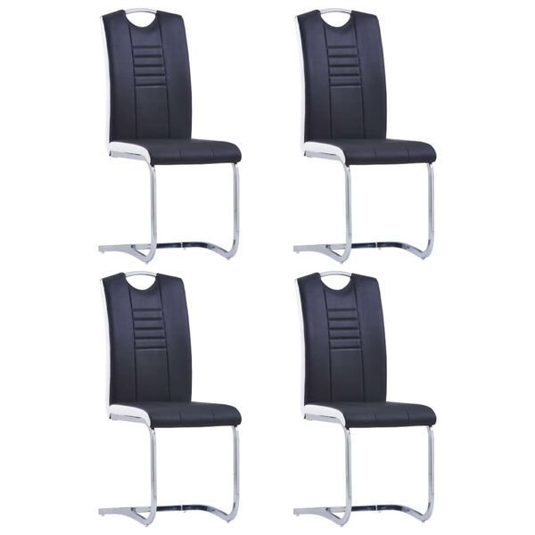 vidaXL Chaises &agrave; manger cantilever lot de 4 noir similicuir