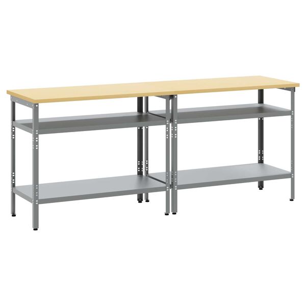 vidaXL Ensemble d'&eacute;tabli R&eacute;glable 2 pcs Gris 200 x 55 x 85 cm Acier